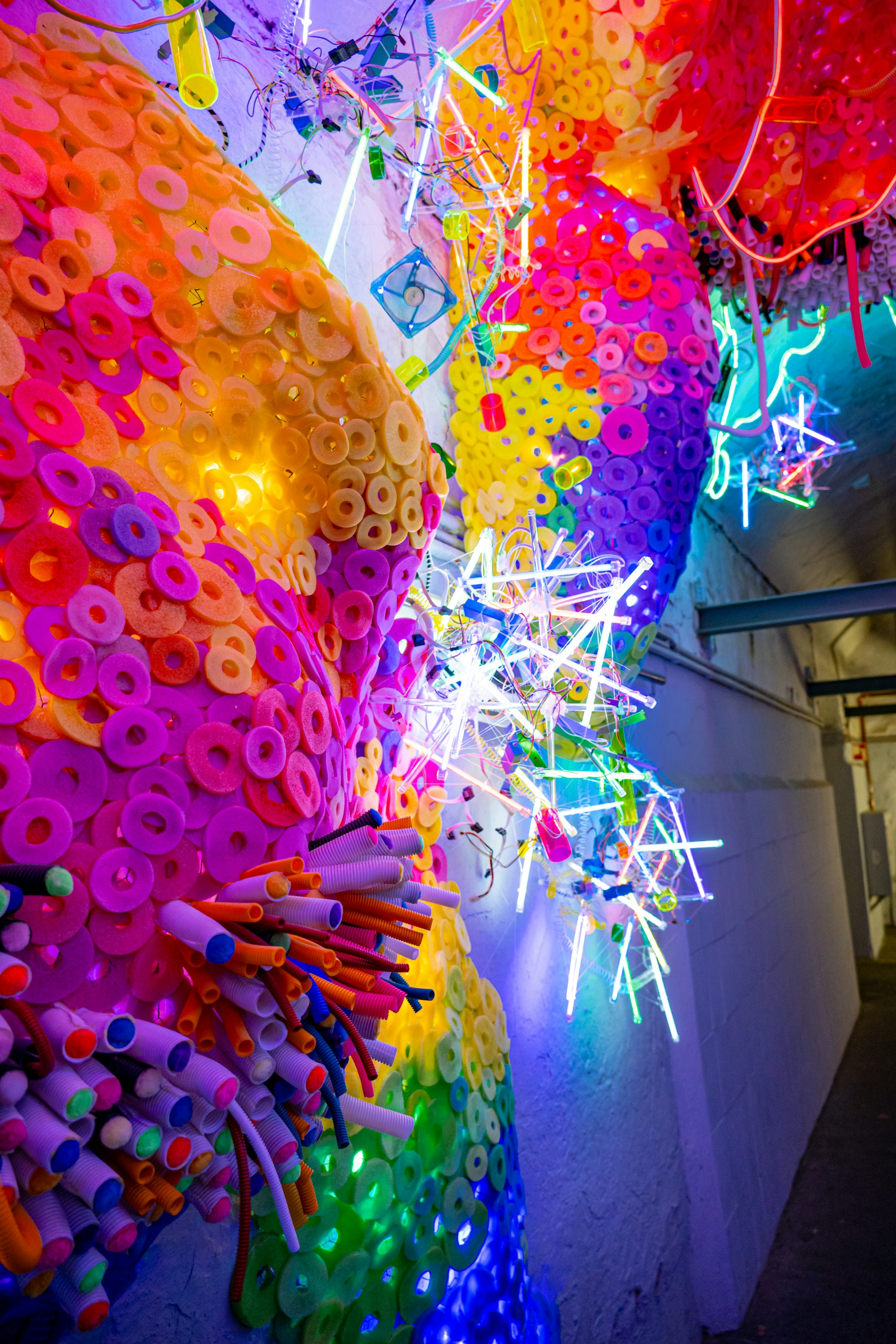 Colorful neon art installation